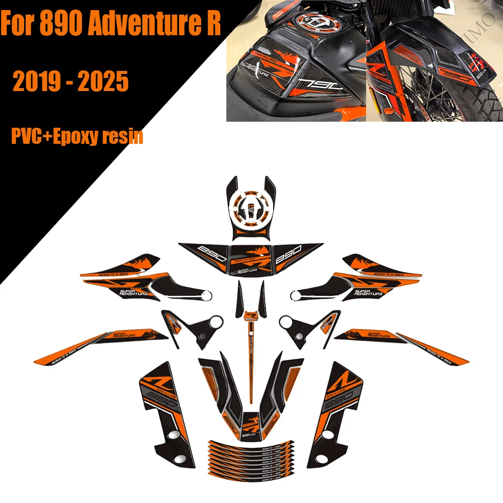 2019-2025 For 890 Adventure R ADV Protector Tank Pad Side Grips Gas Fuel Oil Kit Knee Handguard Handshield Stickers Decals