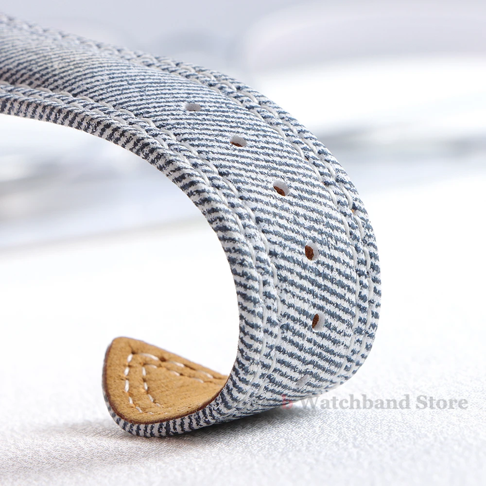Denim Pattern Nylon Watchband 18mm 20mm 22mm Vintage Leather Strap for Huawei Gt2/3 Smart Watch Wristband for Men Women