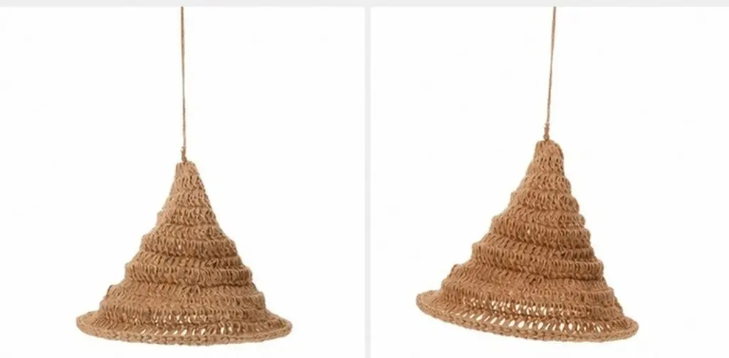 Natural Lampshade Handwoven Jute Rope Wizard Hat Pendant Light Cover Woven Boho Decor for Halloween Themed Party Dining Area
