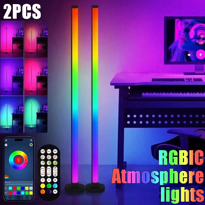 

LED Floor Lamp RGBIC Atmosphere Lights APP Control Music Sync Corner Lighting for Bedroom Living Room Background Light