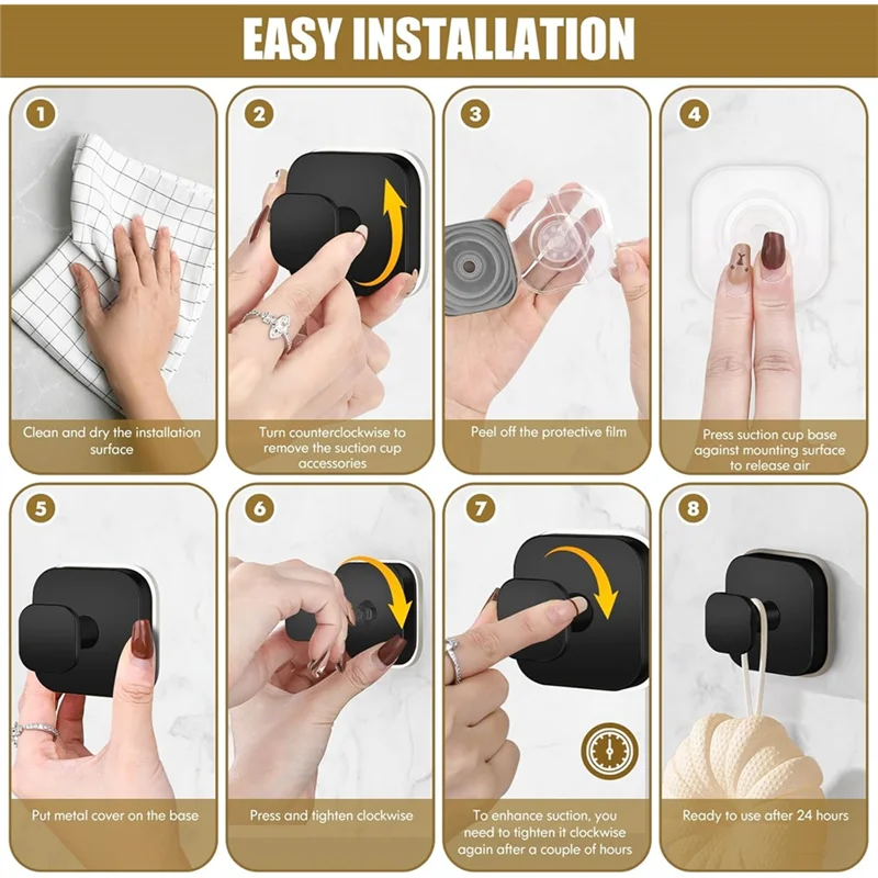 

ABZV-Suction Cup Hooks Heavy Duty For Bathroom Wall, Glass Windows, Smooth Doors For Shower- To Hang Towels, Robes