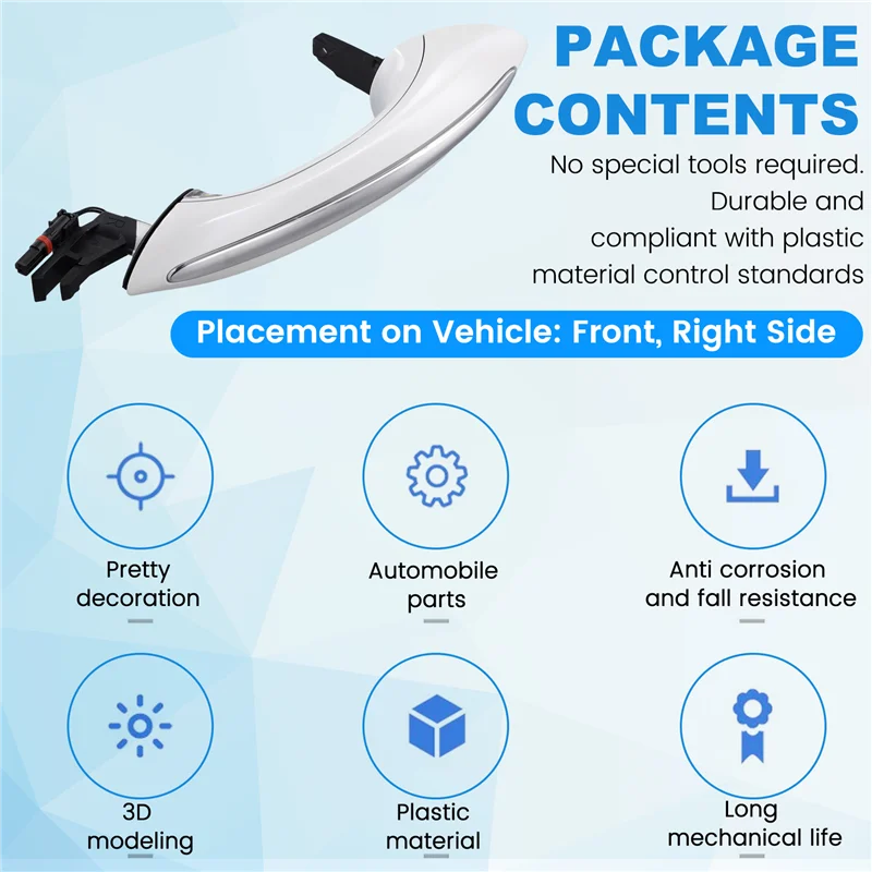 

A58X-Outer Exterior Door Handle+Light LHD For BMW 5 6 7 Series F07 F10 F11 F06 F12 F13 F01 F02 F03