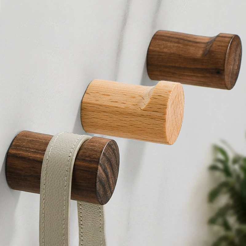 1/2/4PC Natural Wood Hook Wall Hooks Heavy Duty Decoration Coat Hat Towel Hanger for Entryway Bedroom Bathroom Storage Organizer