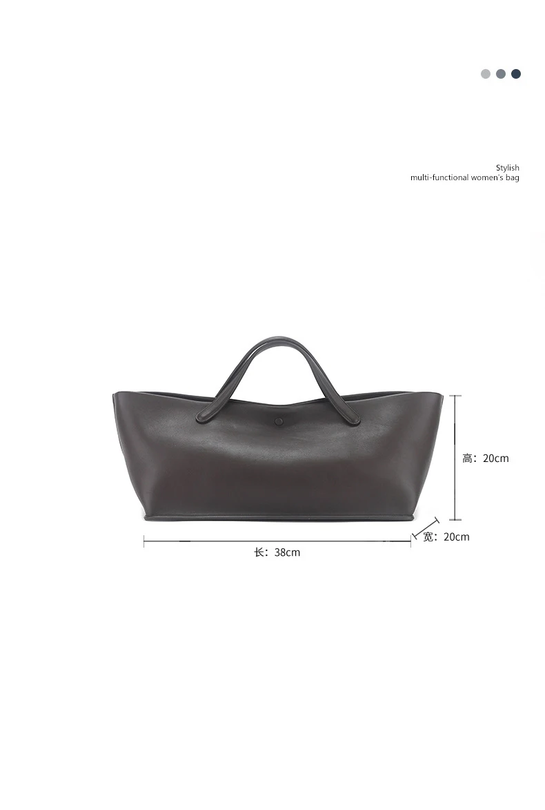 Extremely simple style 2024 new cowhide commuting large capacity tote bag, high-end and minimalist handbag