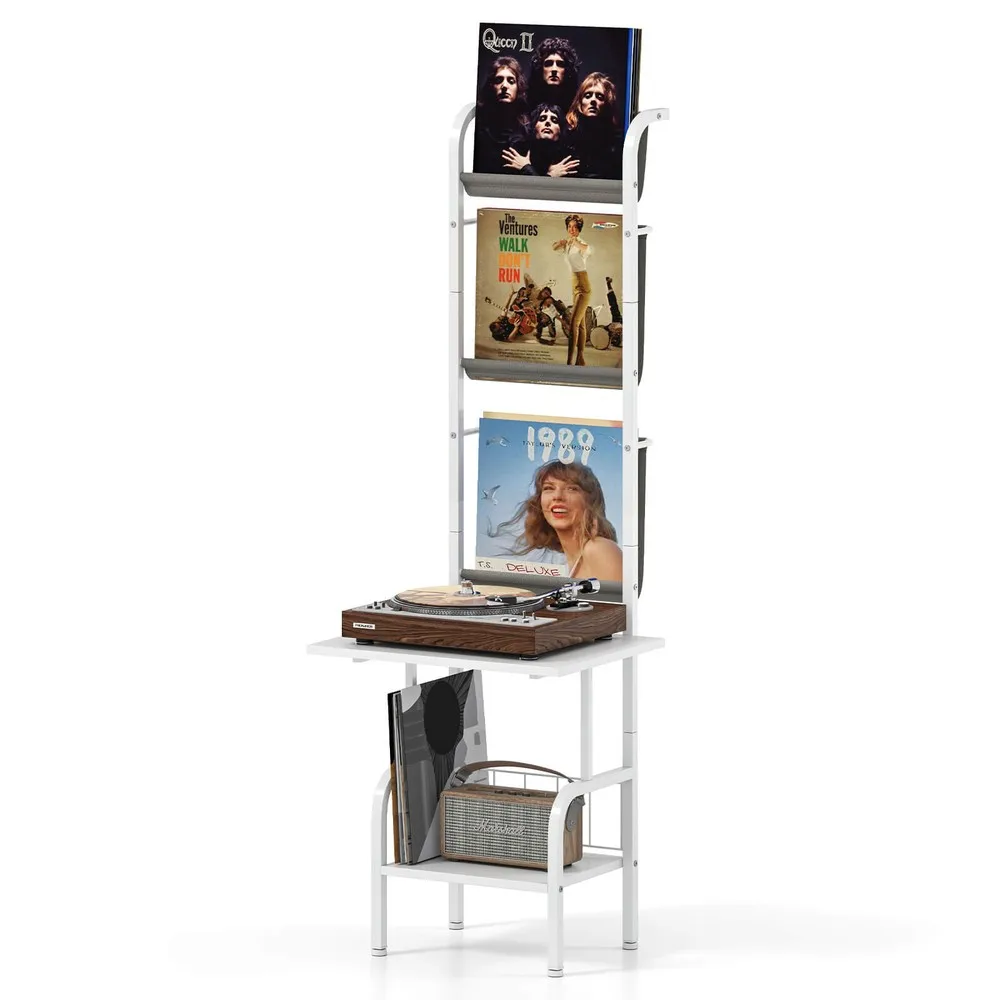 

5-Tier Record Player Stand with Vinyl Display Shelf Record Player Table Rack