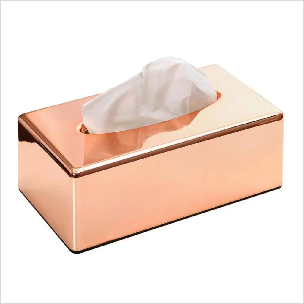 Rose Gold Tissue Box Dispenser Case Modern Fashion Home Office Car Accessories