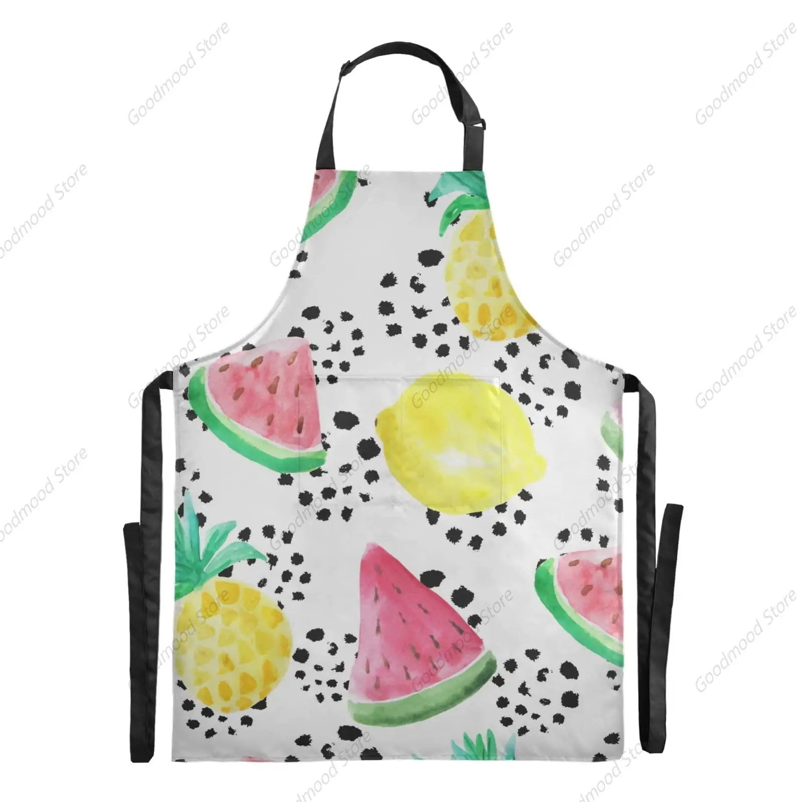 Watermelon Pineapple Yellow Waterproof Bib Aprons with an Adjustable Neck Print Cooking Kitchen Aprons Bib for Men Women