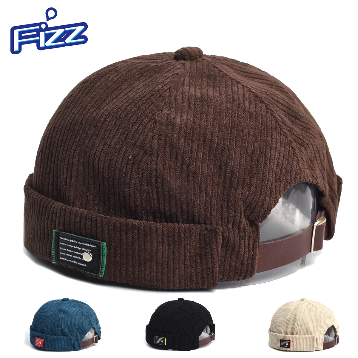 

Retro Beanie Hat Unisex Solid Cap Streetwear Hip Hop Brimless Hats Vintage Corduroy Docker Caps For Men Adjustable Dome Hats