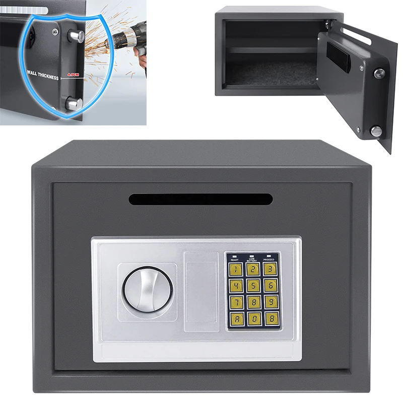 BRIEFNES Upgraded 16L Anti-Theft Steel Safe Box, Fireproof Waterproof Anti-Pry Anti-Drill Dual Lock Security  Office/Jewelry