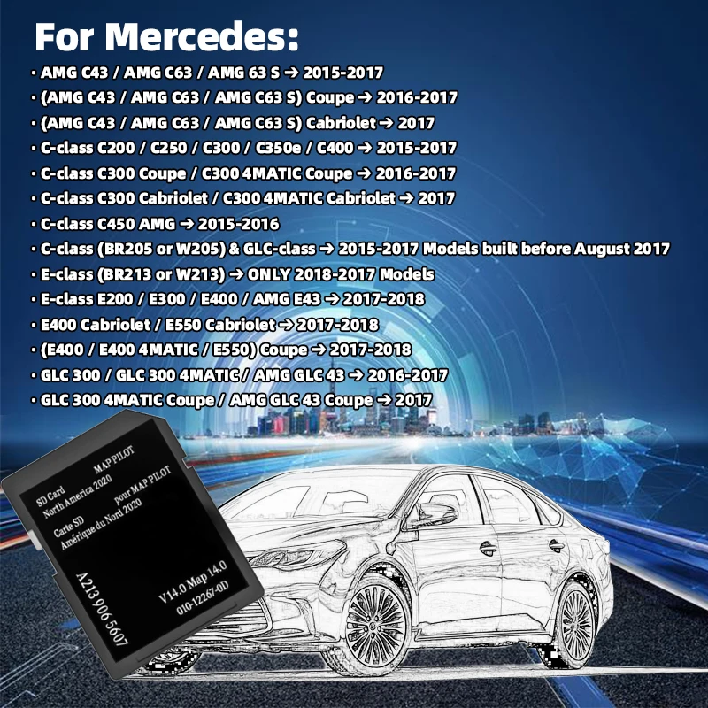 A2139065607 V14 Full Version 2020 North America Maps for Mercedes AMG C-Class CLA Car GPS Garmin Navigation SD Memory Card