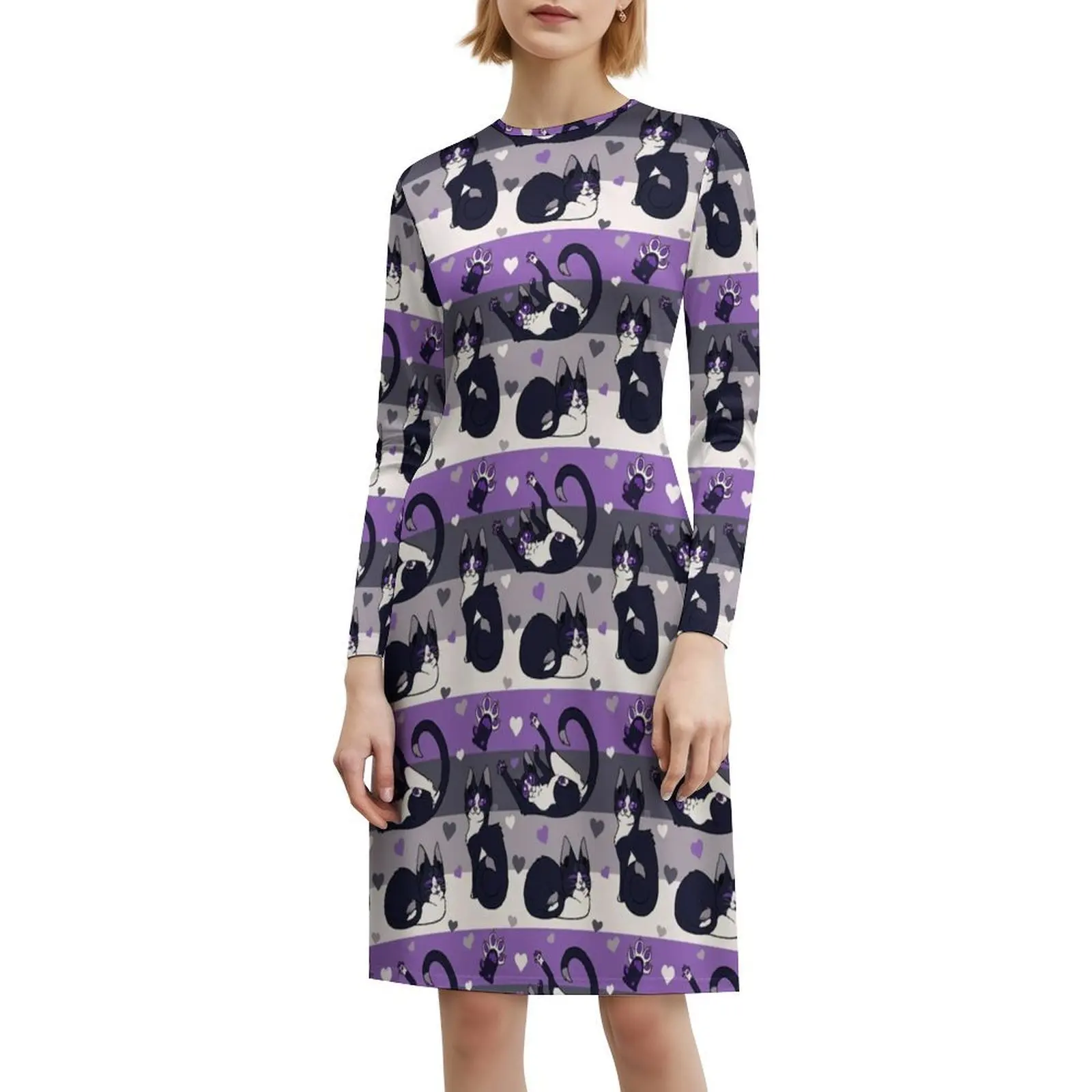 Queer Kitties-Asexual المرأة الهيب هوب الشارع الشهير فستان جرافيك طباعة ملابس للنادي الحفلات القط كيتي فخر Queer Asexual Love Lgbt #6