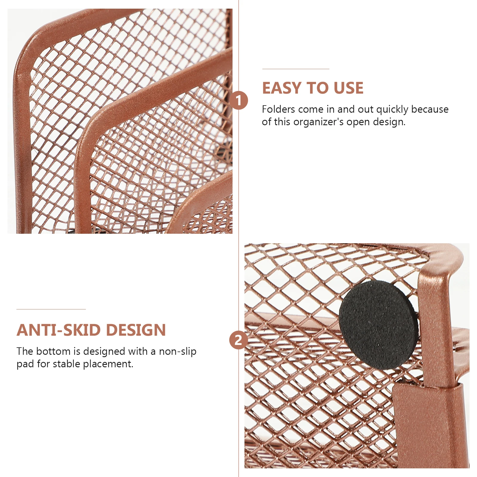 

Office Accessories Metal Information Rack File Holder Desktop Book Magazine Shelf Decorative Rose Gold Organizer
