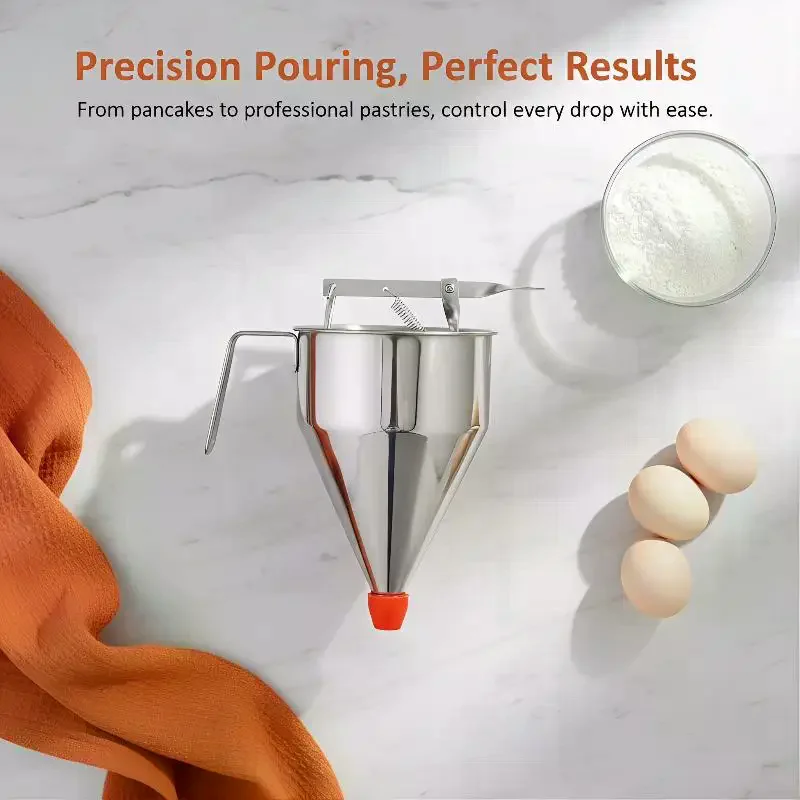 1200ml Stainless Steel Funnel Dispenser With Rack Cupcake Pancake Batter Maker Octopus Fish Ball Home Kitchen Baking Goods Tools