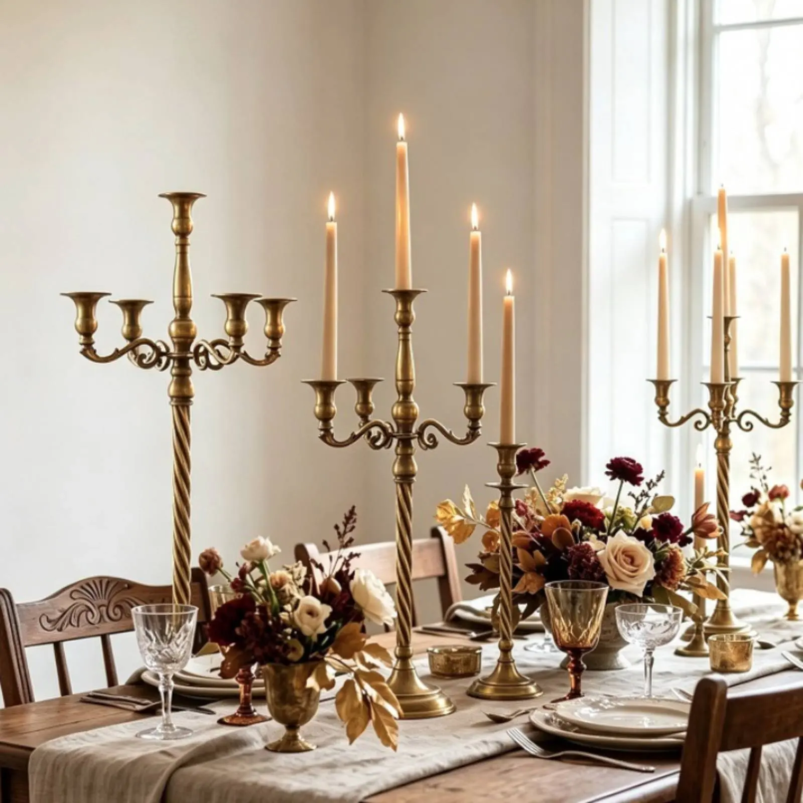 5 Arm Candelabra Ornamental 5-Arm Candle Holder Candelabra Weighted Base Metal Candle Holder Easy to Clean for Living Room