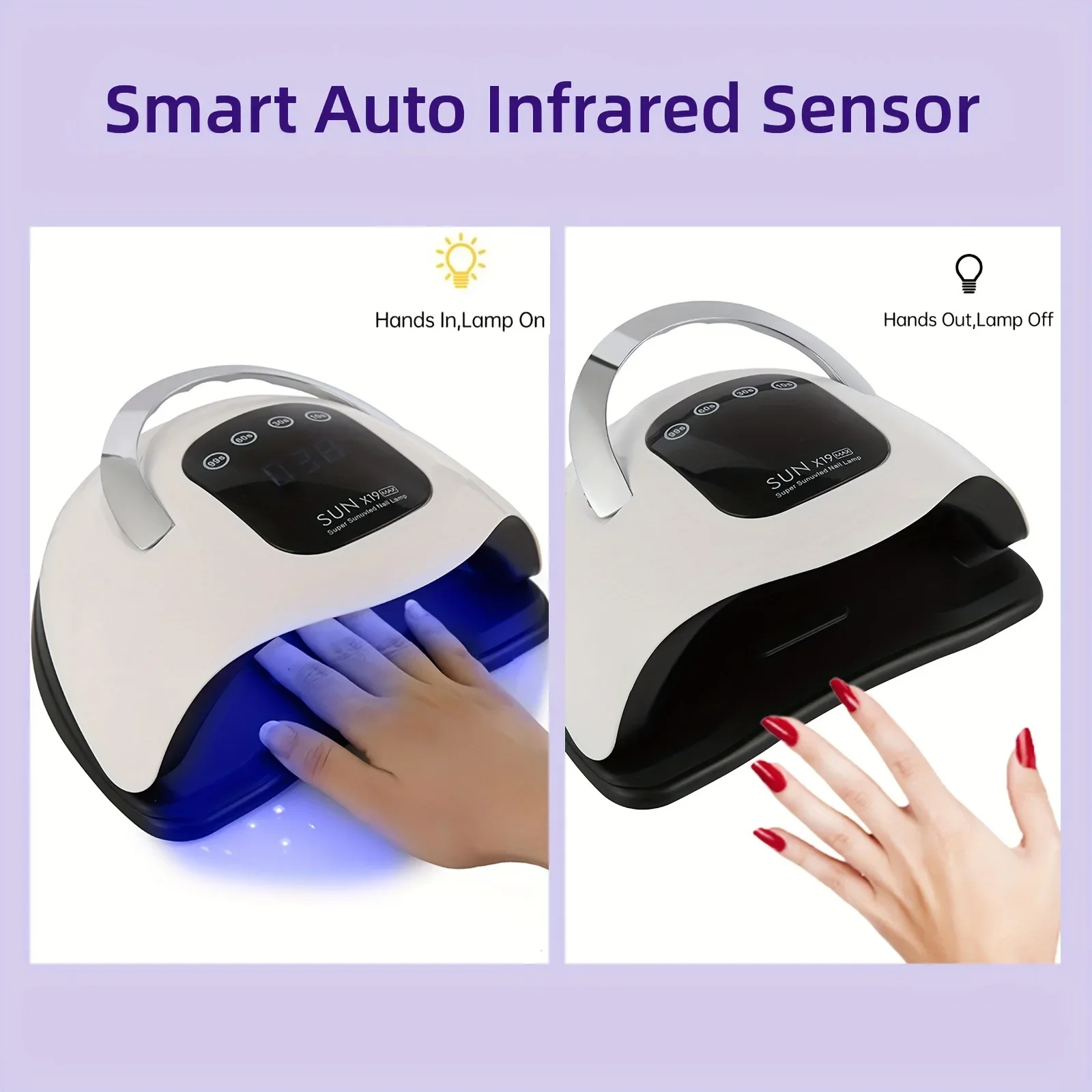 SUN X19 MAX UV LED โคมไฟเล็บ 320W Professional UV เครื่องเป่าเล็บสําหรับเจลเล็บ 72 ลูกปัด Fast Curing GEL โคมไฟโปแลนด์