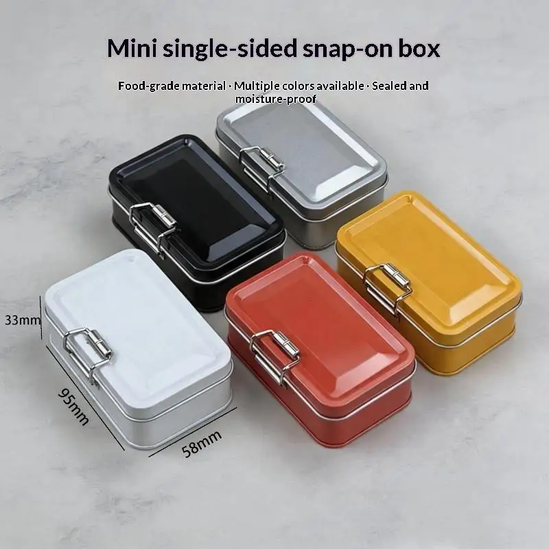 Heavy Duty Metal Storage Tin Box Flip Cover Buckle Lid Solid Color Organizer for Fishing Craft Electronic Small Parts Storage