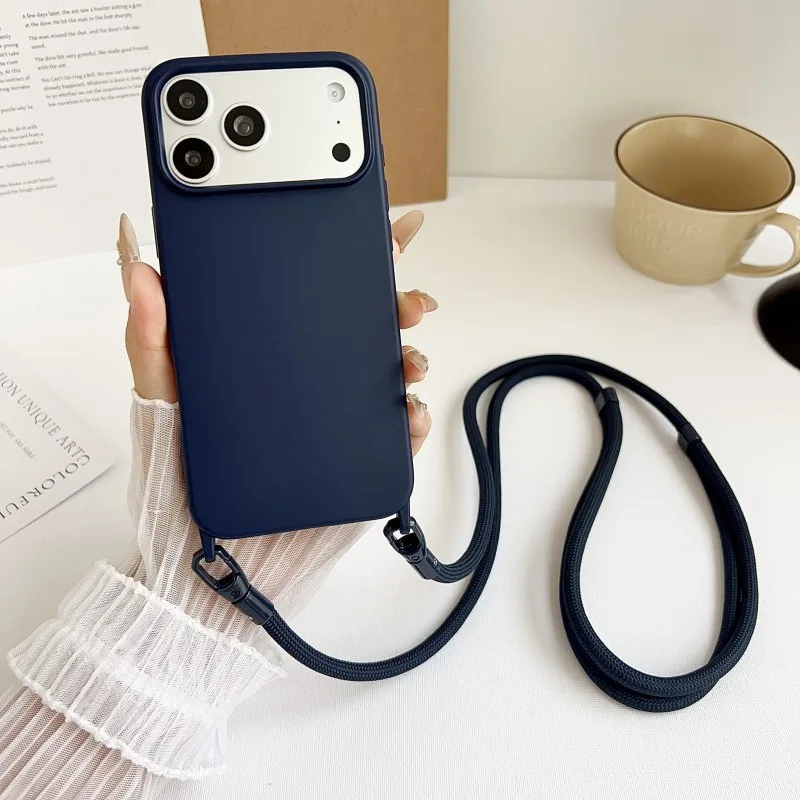 Offizielle Lanyard-Hülle für iPhone 17 Pro Max 14 12 11 13 15 16 Plus 17 Air Shockproof Candy Crossbody Neck Cord Strap Soft Cover – Detail 11