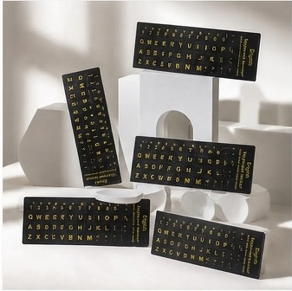 6Sheets Keyboard Stickers for Computer Laptop Notebook Universal English Replacement Labels Matte Hand Feeling Stylish Yellow