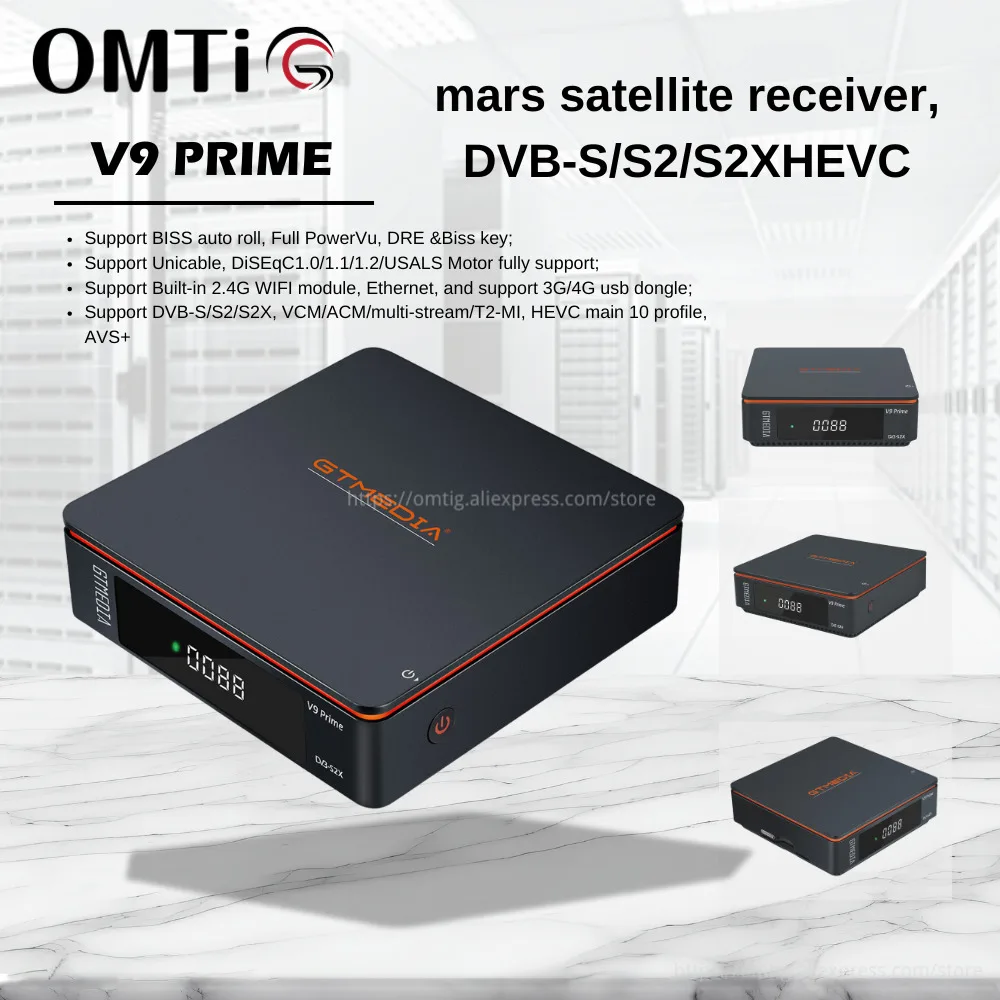 

GTMEDIA V9 Prime mars satellite receiver ,DVB-S/S2/S2X HEVC main 10 profile Built-in 2.4G WIFI 1080P upgraded V9 super, V8X mars