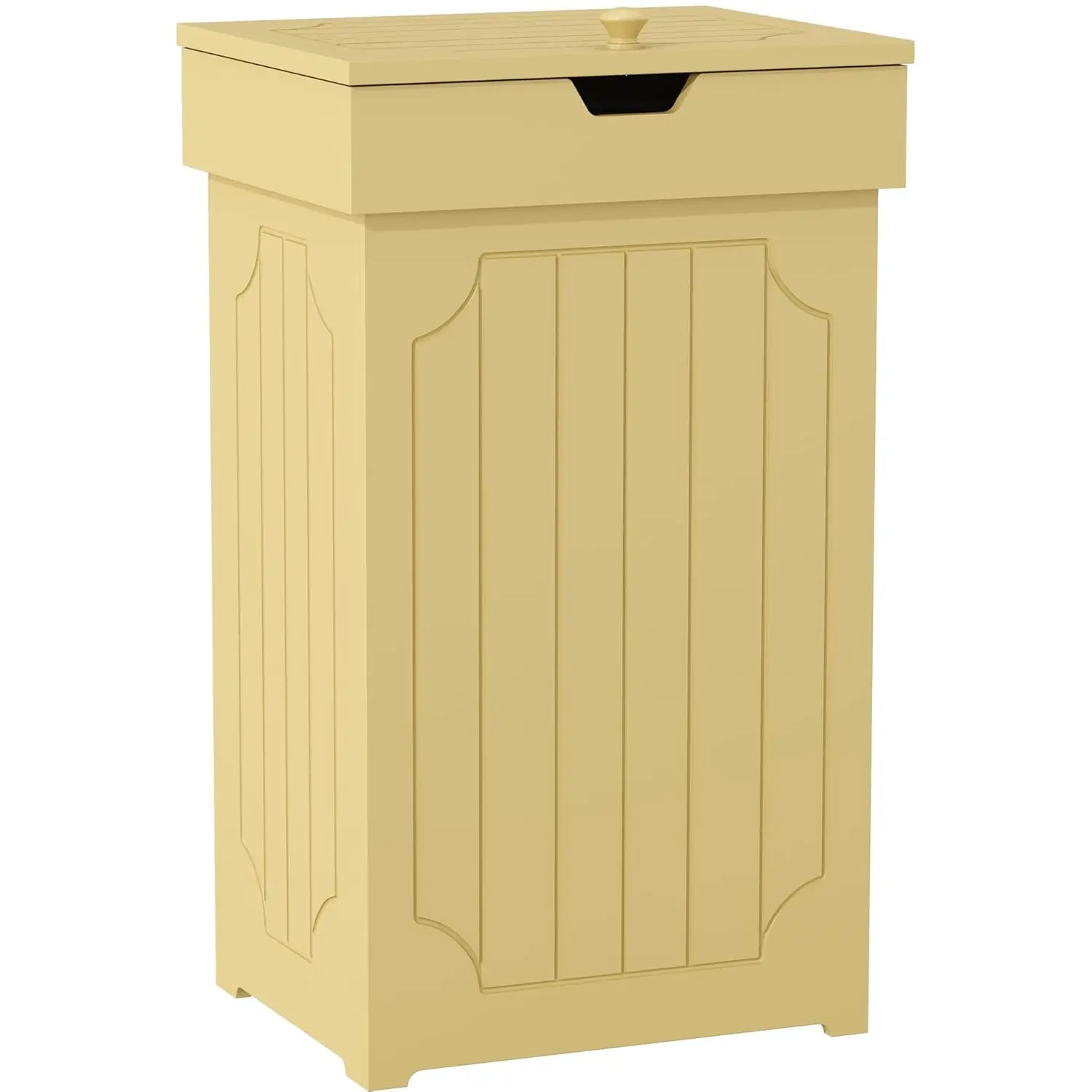 

13 Gallon Kitchen Trash Can Cabinet, Wood Recycling Bin with Lid, Dog Proof Freestanding for Home Farmhouse Style in Yellow