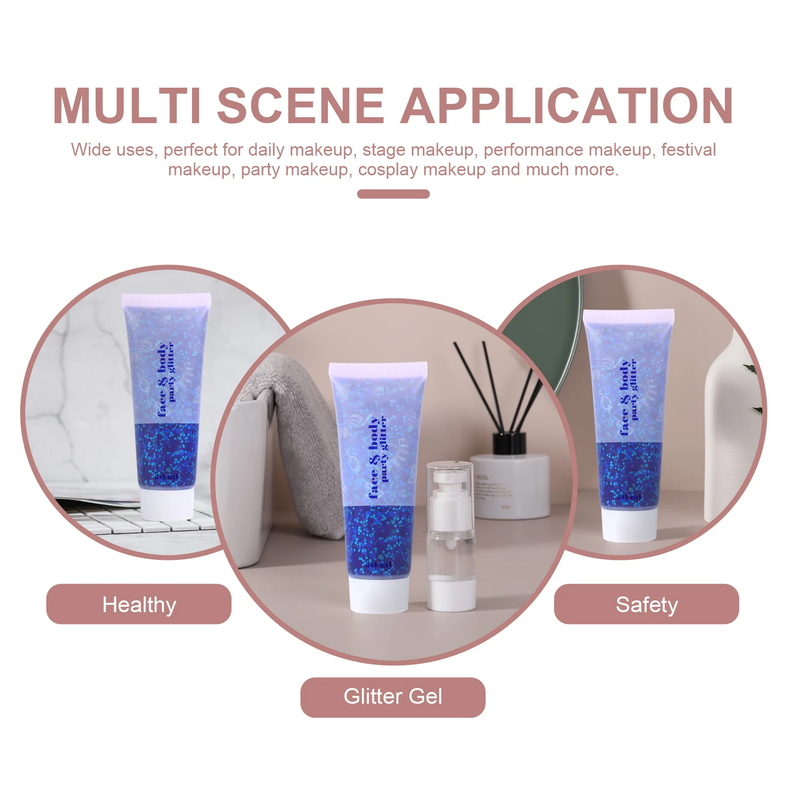 Gel à paillettes pour le corps, liquide scintillant pour le visage, les bras, les jambes, la poitrine, les cheveux, Nail Art, maquillage de Festival pour femmes, décor brillant, 50Ml