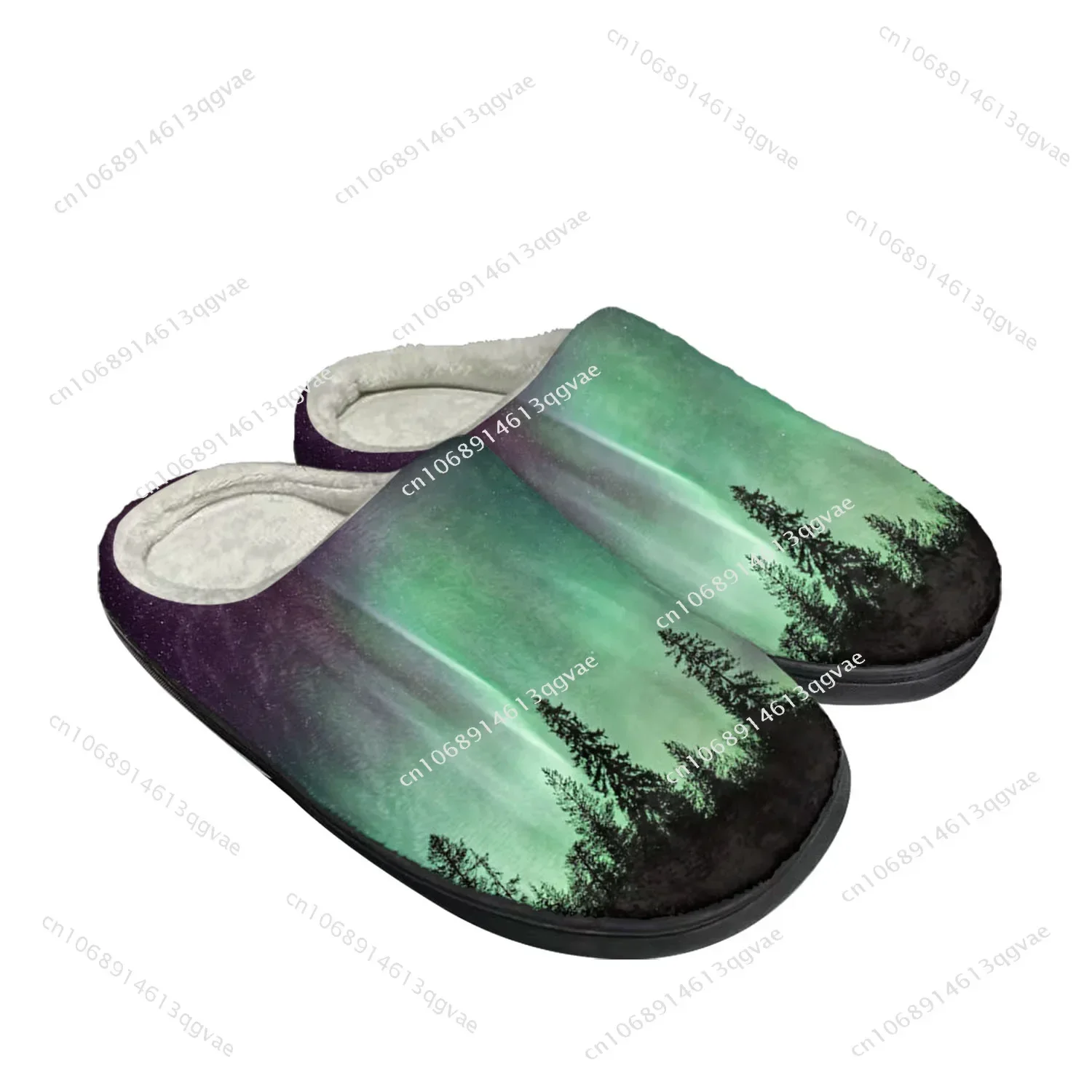 Northern Lights-Chinelos térmicos de algodão para homens e mulheres, chinelos interiores, sapatos personalizados, quarto, casual, manter aquecido, casa, luxuoso