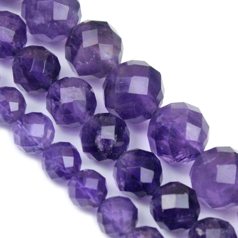 Natural Stone Beads Faceted Amethysts Loose Spacer Beads For Jewelry Making DIY Earrings Bracelet Accessories 7\'\' 6/8/10mm