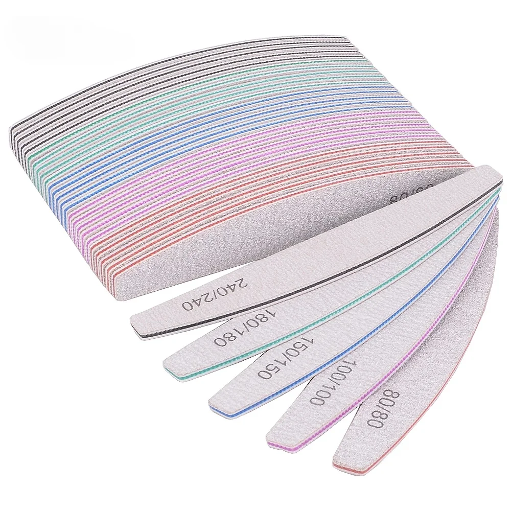 

5/10Pcs Professional Nail File 150/180 Sandpaper Strong Thick Nail Files Sanding Half Moon Lime nail accessories and Tools
