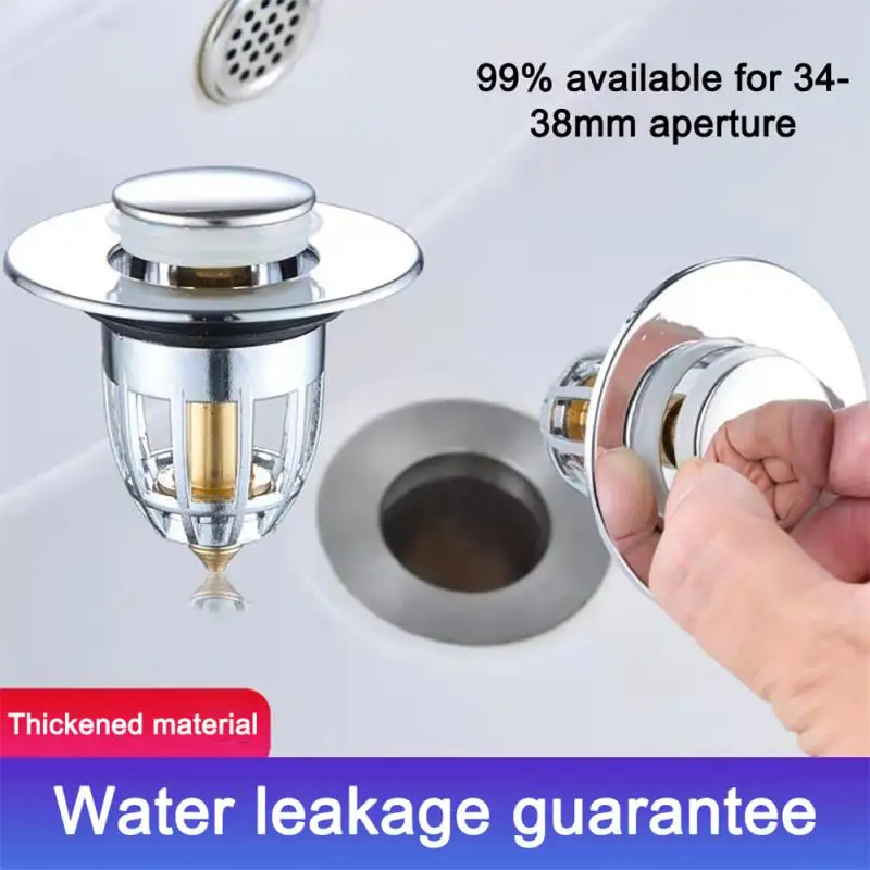 Universal Stainless Steel Pop-Up Bounce Core Basin Drain Filter Hair Catcher Shower Sink Strainer Bath Stopper Bathroom Tool