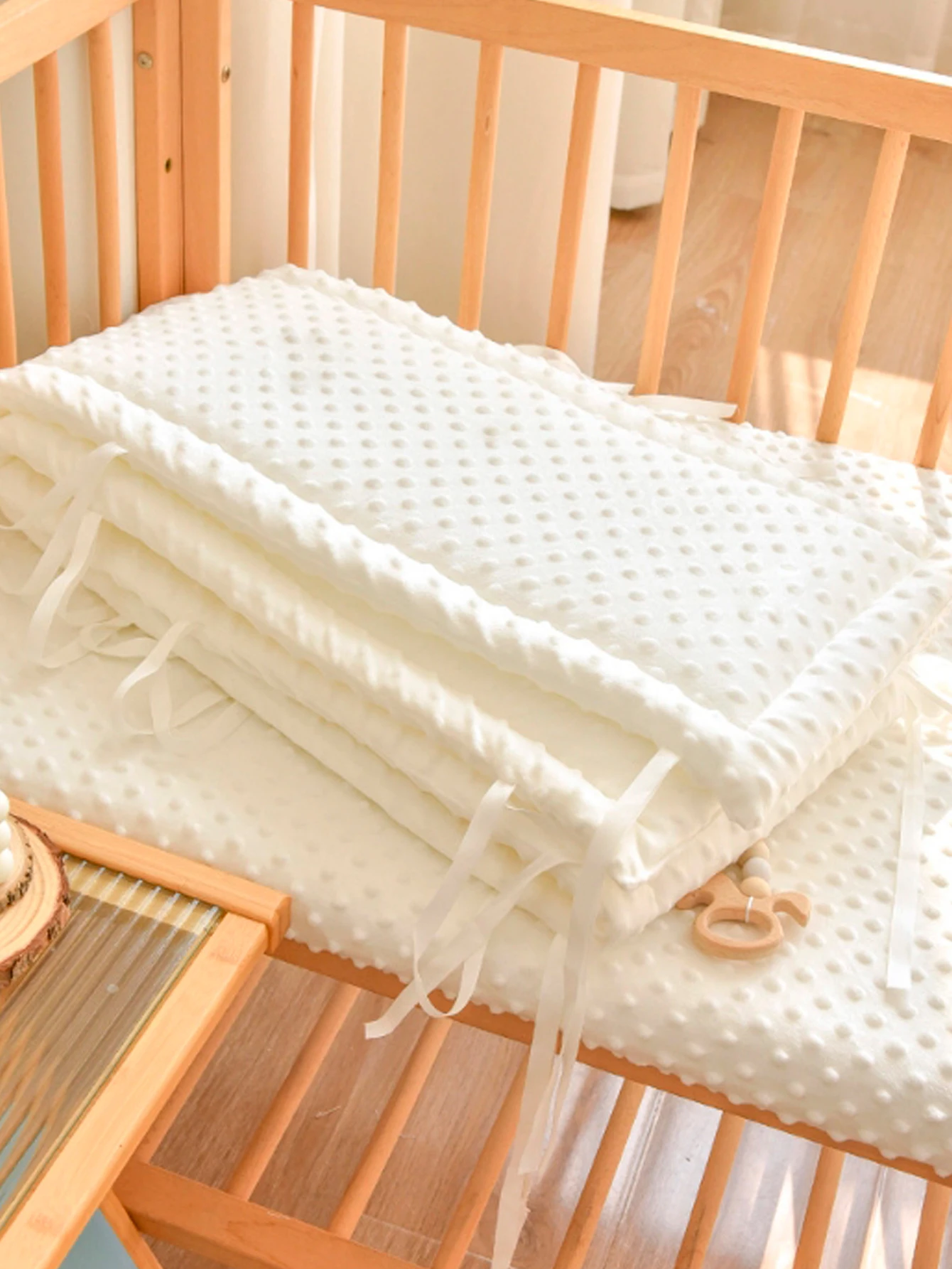1 Piece of Baby One-Piece Soft Plush Bed Rail, Baby and Child Anti-Fall Bed Bumper with Fleece, Children's Bed Protective Rail with Animal Embroidery Pattern, Baby Cushion, Multiple Sizes Available, Protective Barrier - view 3