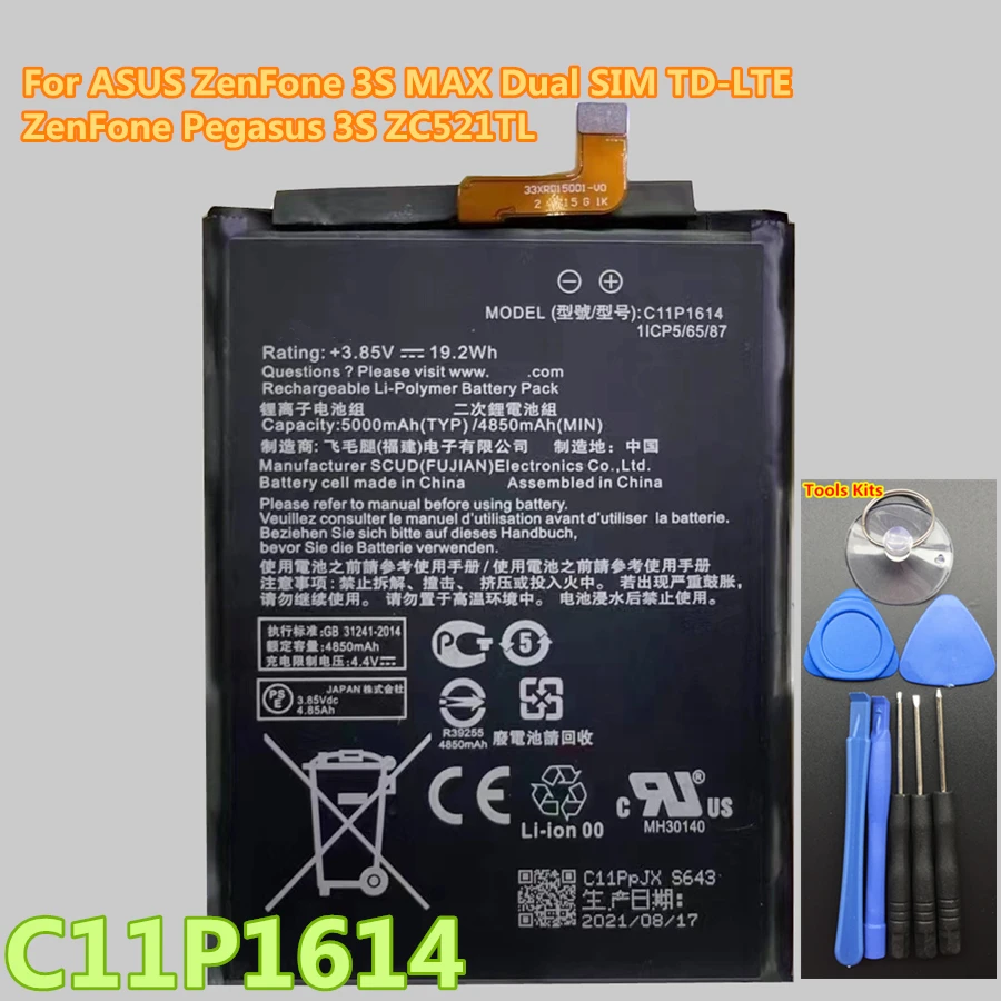 New Original 5000mAh C11P1614 Battery for Asus Zenfone Pegasus 3s Max ZC521TL X00GD Dual SIM TD-LTE Batteries