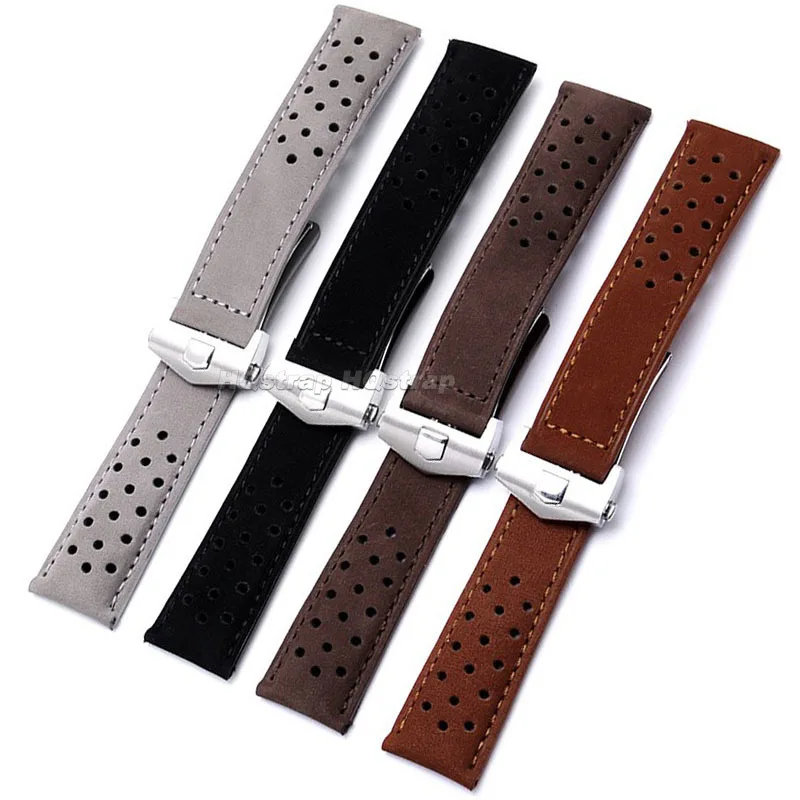 Leather Strap 20mm 22mm 24mm Soft Cowhide Band for Tag Heuer for Carrera Wristband Solid Folding Buckle Replacement Watchbands