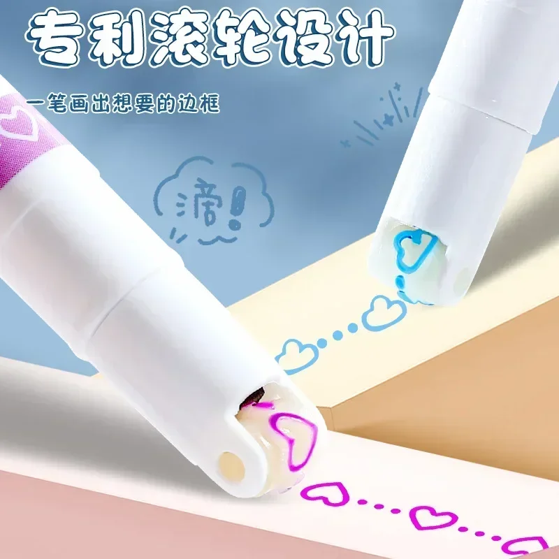 3/6/8pcs Flowers Line Shaped Highlighter Pens Roller Tip Curve Liner Marker Pens Kawaii Stationery School Office Supplies