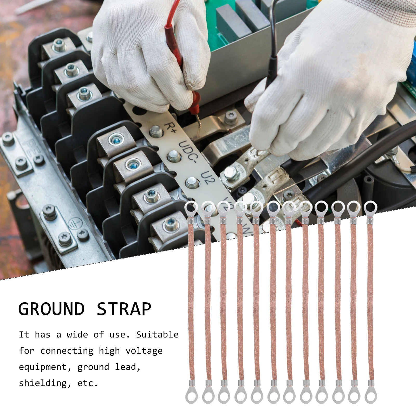 

100pcs Grounding Copper Braided Wire For High Voltage Equipment Industrial Use Durable Flexible Braided Cable Ground Lead Wire