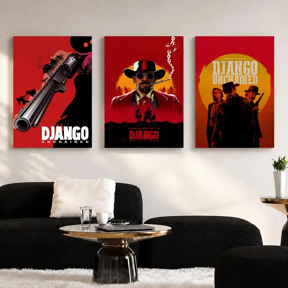 Classic Movie D-Django U-Unchained Framed Wall Painting Ready to Hang Canvas Wall Art Poster for Bedroom Living Room Home Decor