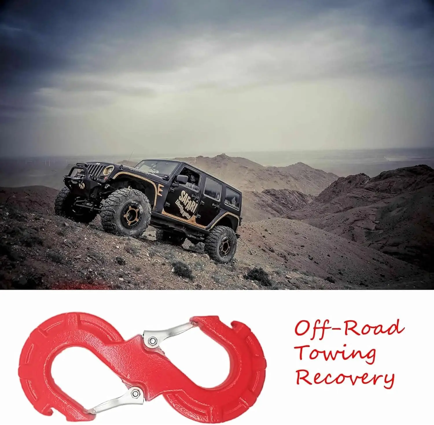 S-Shape Integrated Winch Quick Shackle for SUV Pickup Trailer Offroad Towing with 19800lbs Rated Loading&35300lbs Break Strength