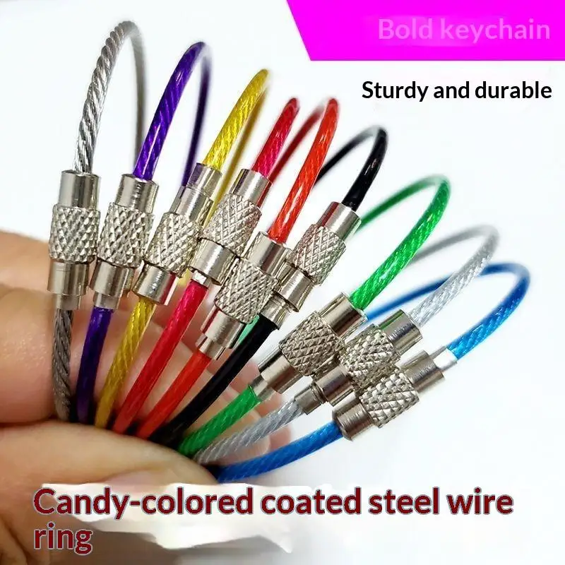 10pcs Colorful Iron Wire Keychain Cable Loop Screw Lock Rope Key Holder Keyring Key Chain Rings For Jewelry Making Supplies