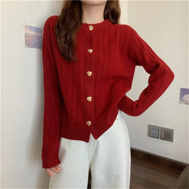 Sli فضفاض محبوك سترة مفتوحة المرأة سترة ربيع الخريف القلب الأزرق ملابس خارجية عادية كلية Sle طويلة Sve #1