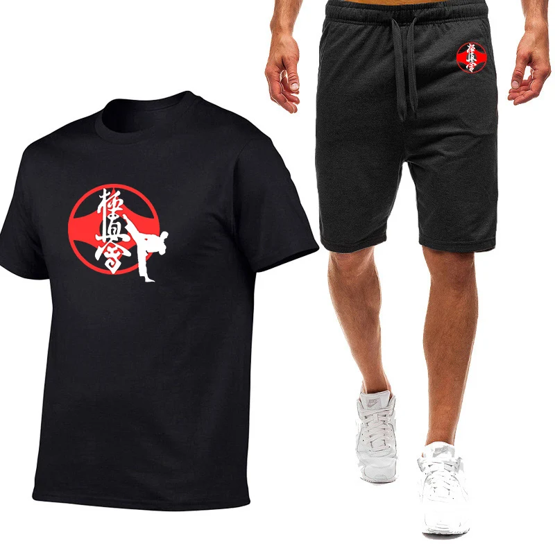 2023 Men's Kyokushin Karate Printed New Sport Fashionable Short Sleeve Suit Motorcycle Short Sleeve + Shorts Harajuku Style Set