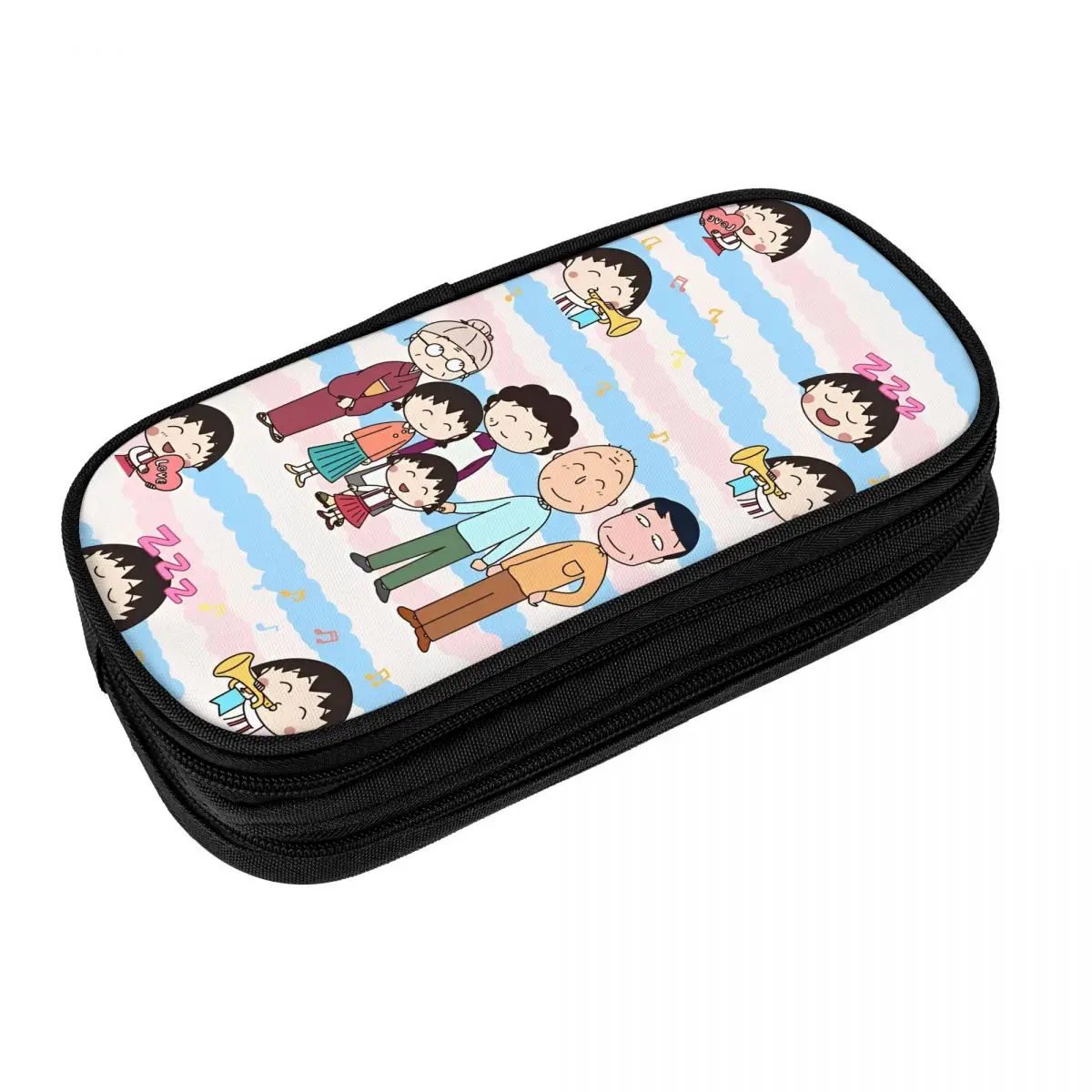 Japanese Cartoon Chibi Maruko-Chans Pencil Cases Fashion Pen Box Bags Girl Boy Large Storage Office Zipper Pencilcases