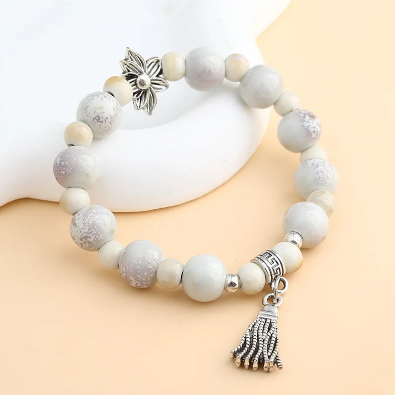 

New Chinese Style Ceramic Beaded Bracelet Vintage National Trend Handmade Student Daily Jewelry Gift