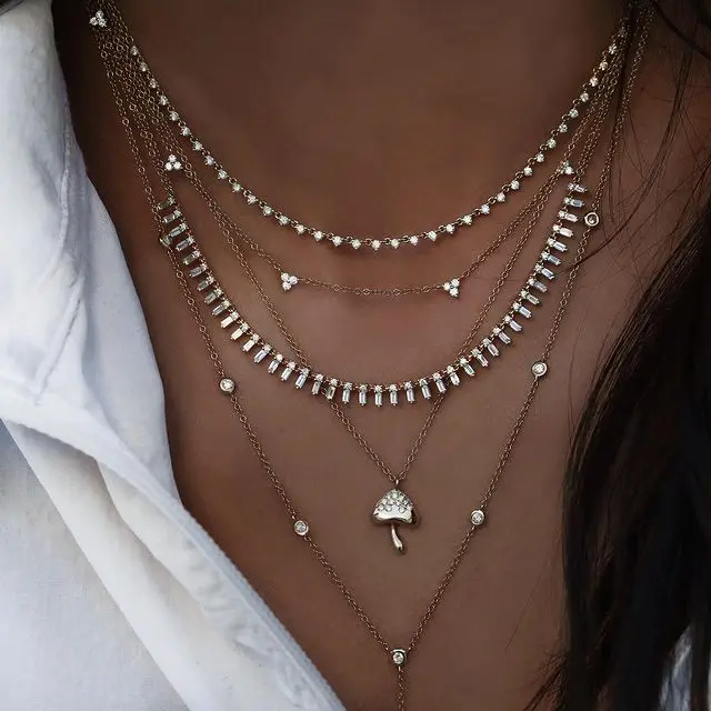 2023 New Arrived Luxury Fashion Women Jewelry 5A Cubic Zirconia CZ Prong Set Tennis Chain Choker Necklace