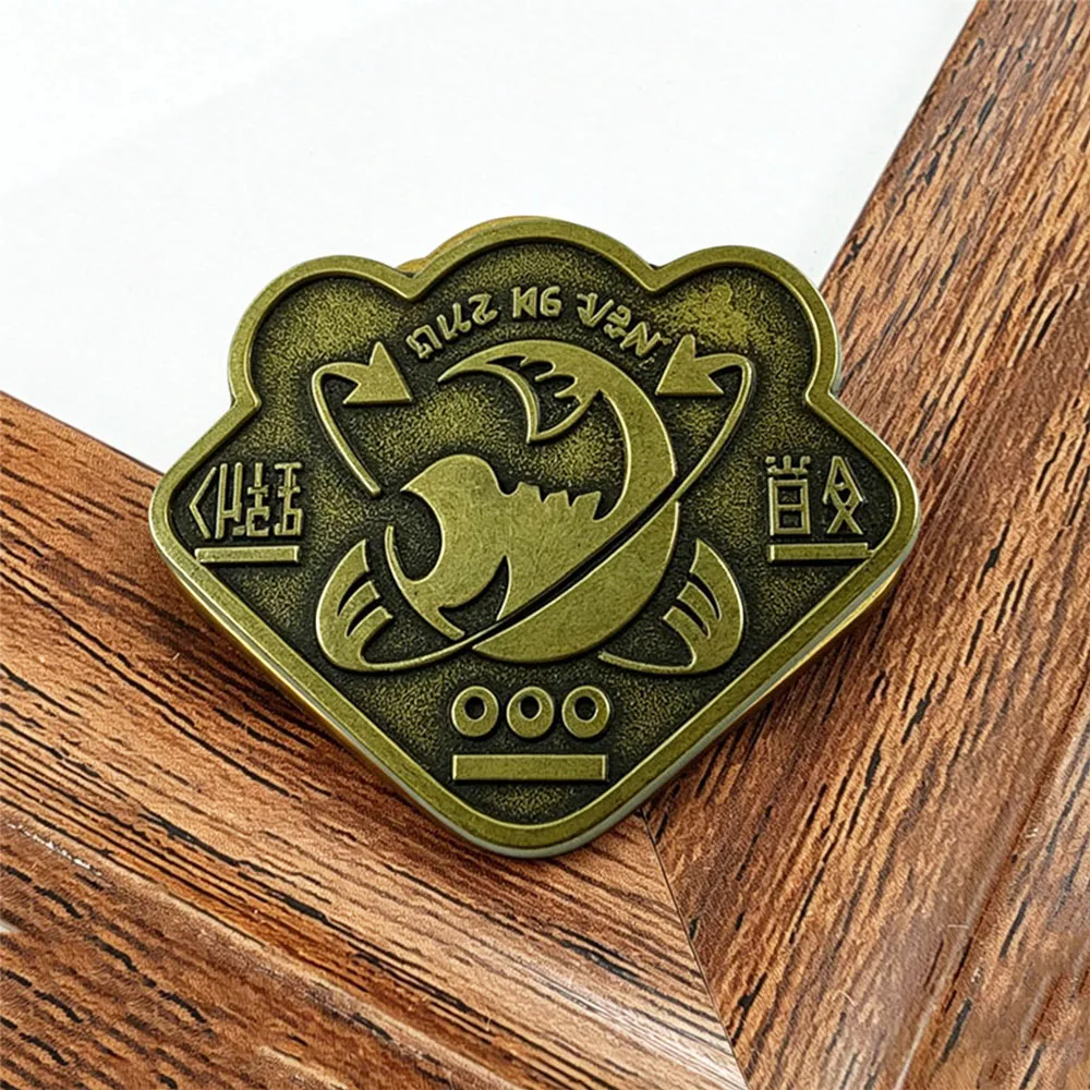 Squid Action Shooting Game Metal Brooch Grizzco Logo Pin Badge Salmon Run Gold Reward Symbol Game Fans Cosplay Charm Gift