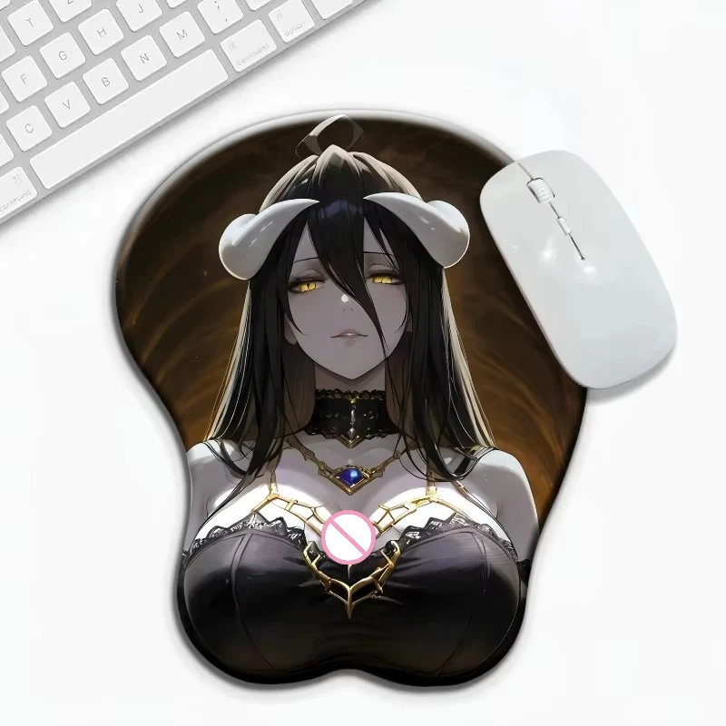 Wrist Rest Mouse Pad Anime Ergonomic Albedo 3D Silicone Desk Pad Suitable for Gaming Use Anti Slip Gaming Mousepad