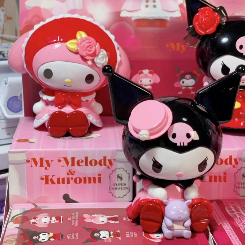 In Voorraad Sanrio Anime Figuur Mijn Melodie Kullomi Schattige Pop Roos En Earl Serie Blind Box Model Speelgoed Desktop Collectie Cadeau