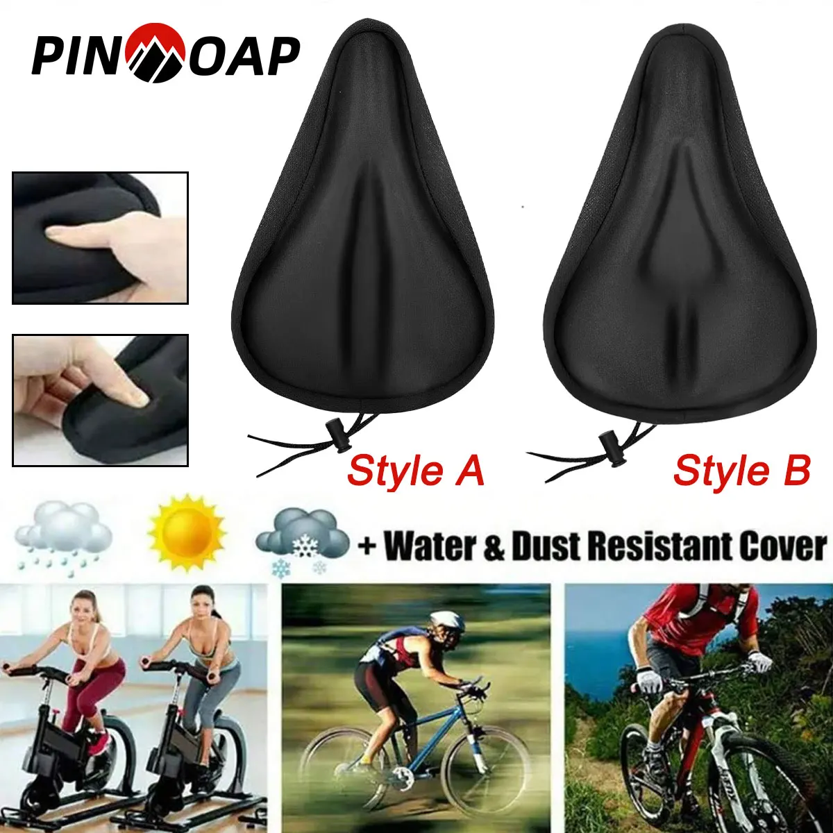 3D Soft Bicycle Seat Cover Thickened Breathable Bicycle Saddle Cover Gel Bicycle Seat Protective Cover Bicycle Seat Cushion
