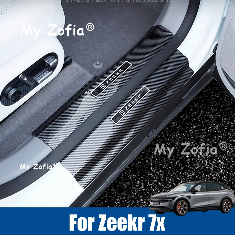 

For Zeekr 7X 2025 2026 Car Threshold Door Sill Pedal Protector Rear Trunk Bumper Guard Cover Carbon Fiber Stickers Accessories