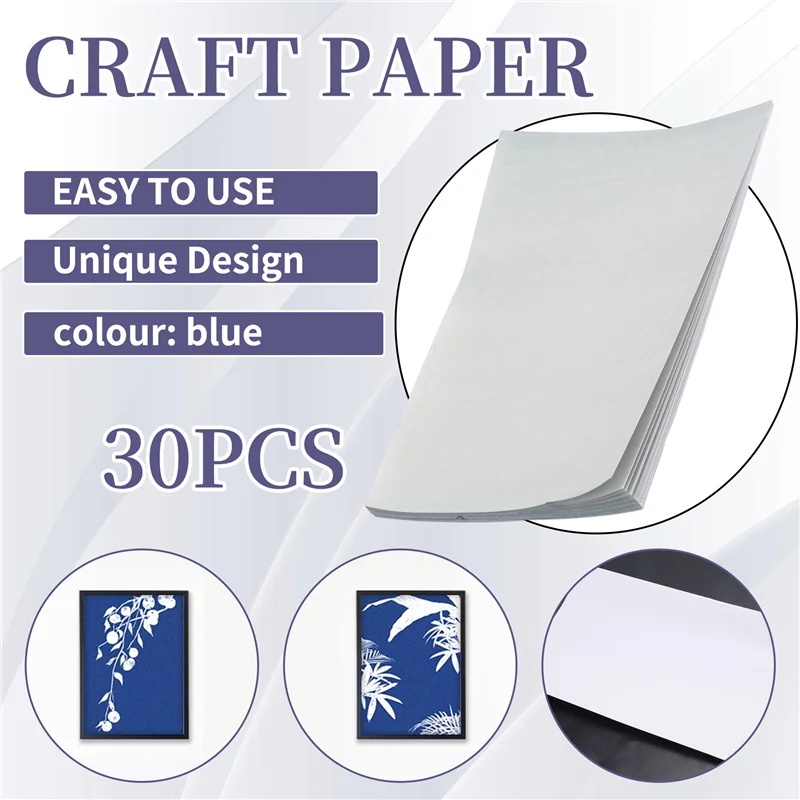 GO-Cyanotype Paper, 30 Pcs A5 Sun Print Paper Kit, High Sensitivity Sun Print Nature Printing Paper Solar Drawing Pape