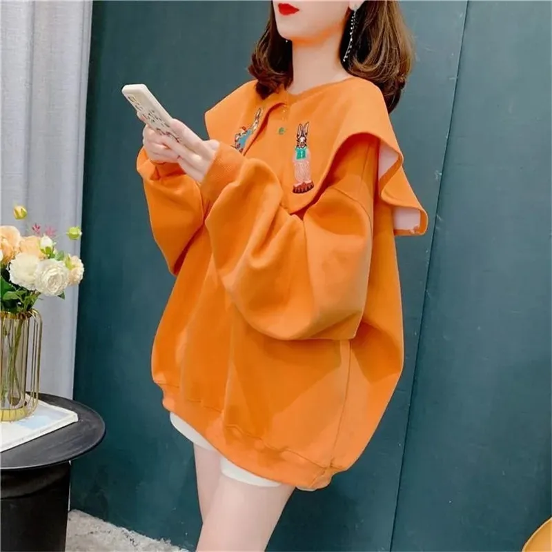 Navy Collar Spring Autumn Thin Sweater Hoodie Fashion Design   Ladies Jacket Pullover 2023 New Korean Coat Outerwear Female Tops