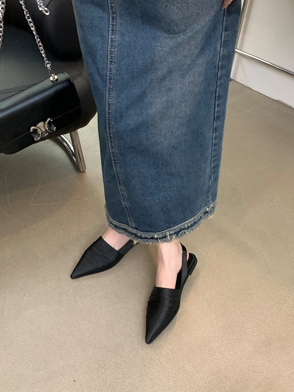 Pointed Toe Women Sandals Flat Low Heeled Summer Dress Shoes 2024 New Arrivals Casual Back Strap Casual Elegant Mules Sandals